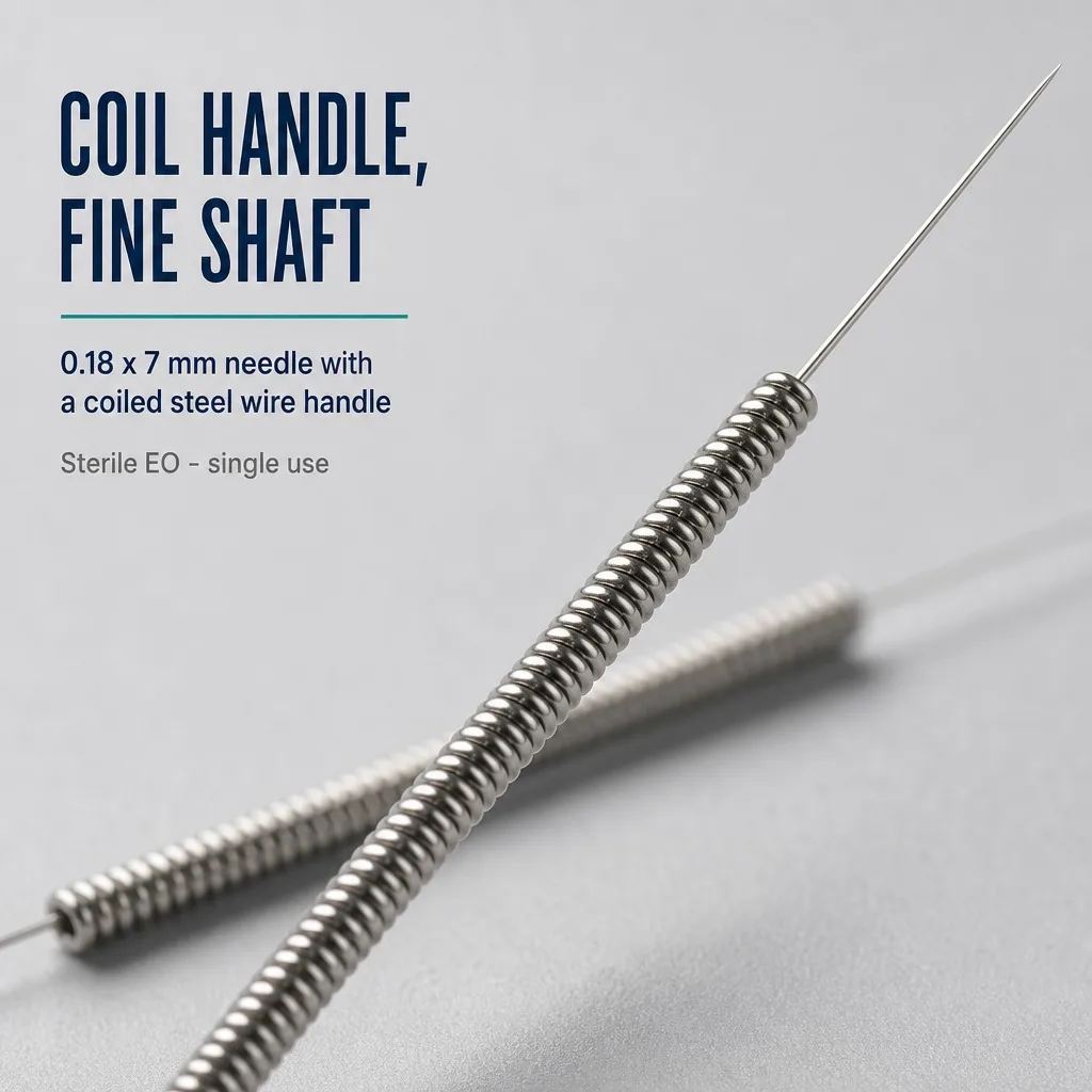 SHENLONG 100 PCS Disposable Sterility Handle Needles Sujok Needles 0.18X7mm Acupuncture Needle Dry Needling Acupoint Health