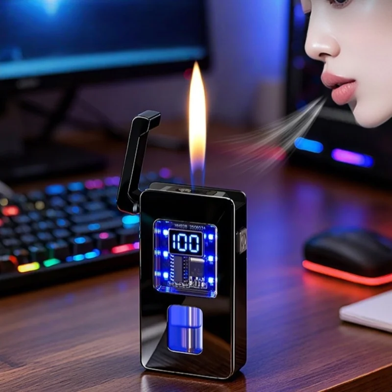 Portable Smart Dual Flame Mode Lighter Metal Windproof Butane Torch Lighter Creative Gift For Men Outdoor Smoking Accessories