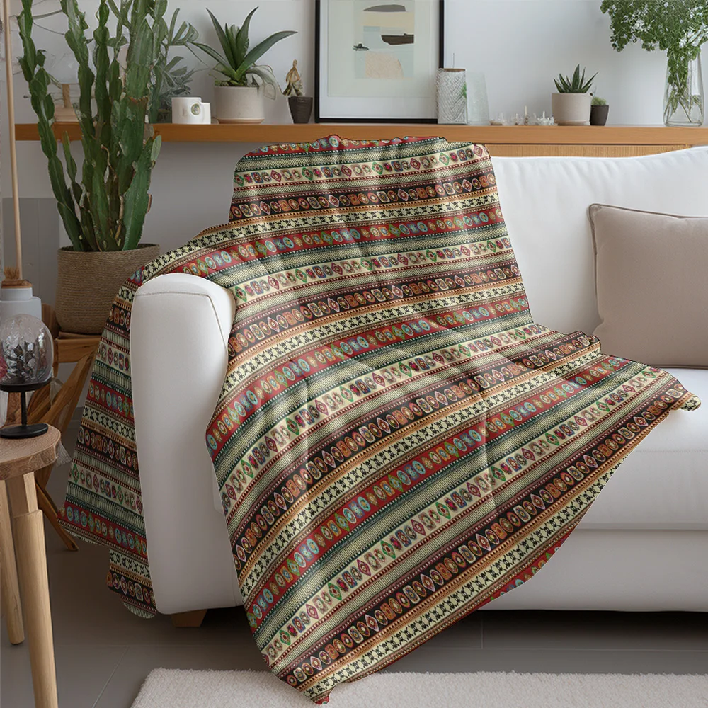 Colorful Geometric Printed Throw Blanket Bed Sofa Decorative Kilim Rug Cushion Cover for Living Room Bedroom 130x180cm