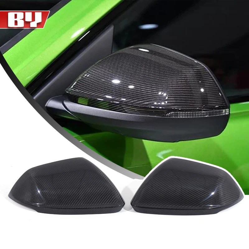 For Lamborghini Urus Audi Q8 SQ8 RSQ8 Real Carbon Fiber RearView Mirror Cover With Lane Assit & W/O Lane assit 2018-2021 Add on