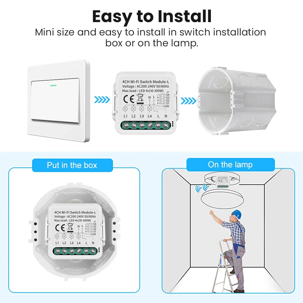 1 2 3 4 عصابة تويا الذكية واي فاي زيجبي مفتاح الإضاءة لا سلك محايد قواطع ذكية صغيرة الحياة الذكية دعم أليكسا جوجل المنزل أليس #5