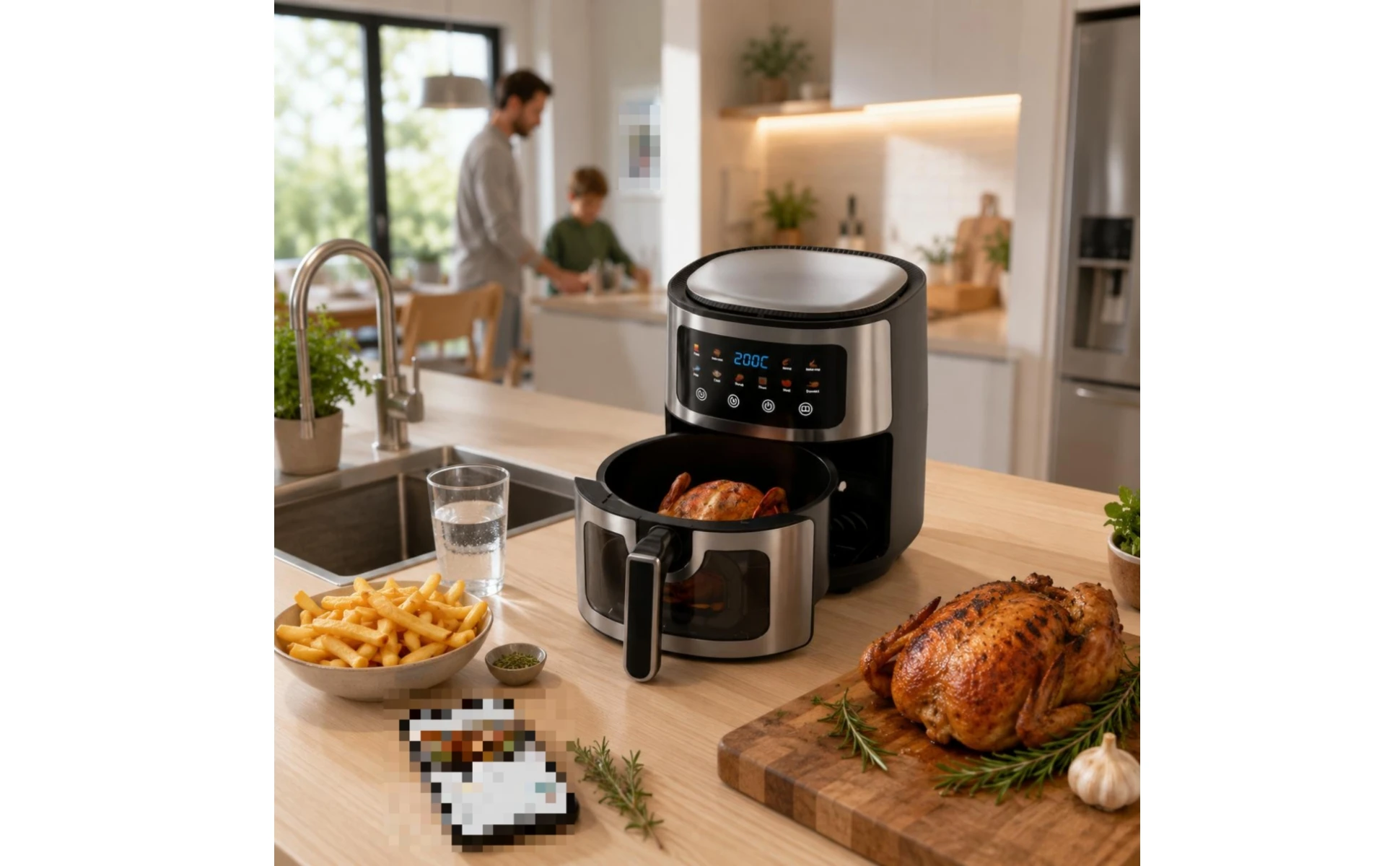 6 L Air Fryer Viewing Window Digital Fryer Countertop Cooker Temperature Display Kitchen Appliance Press Controls 6 L Air Fryer Viewing Window Digital Fryer Countertop Cooker Temperature Display Kitchen Appliance Press Controls