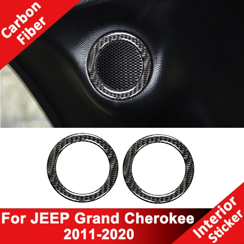 

For JEEP Grand Cherokee 2011-2020 Carbon Fiber Car Rear Door Audio Speaker Tweeter Ring Frame Decoration Sticker Interior Parts