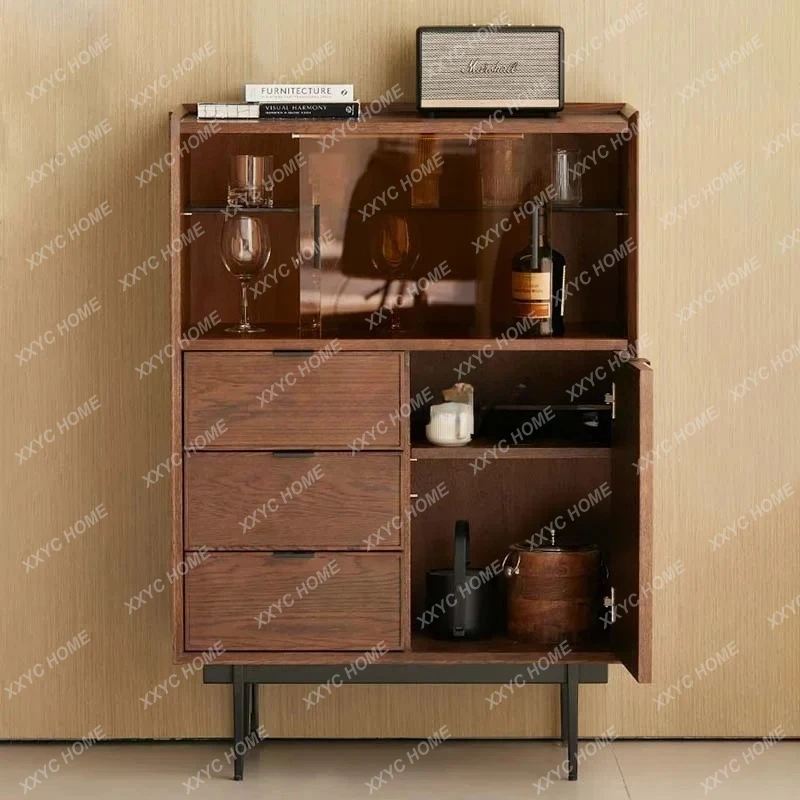 

LSolid wood dining side cabinet kitchen small apartment household integrated wall cabinet living room locker bedroom storage
