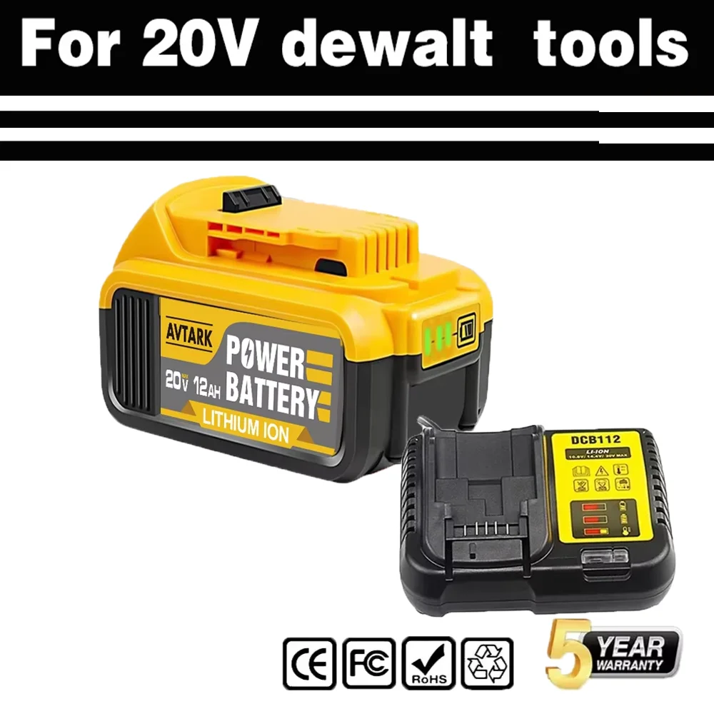 

Original 12000mAh large capacity For DeWalt DCB200 DCB184 DCB203 DCB205 Power Tool Batteries 20 Volt Replacement Li-ion Battery