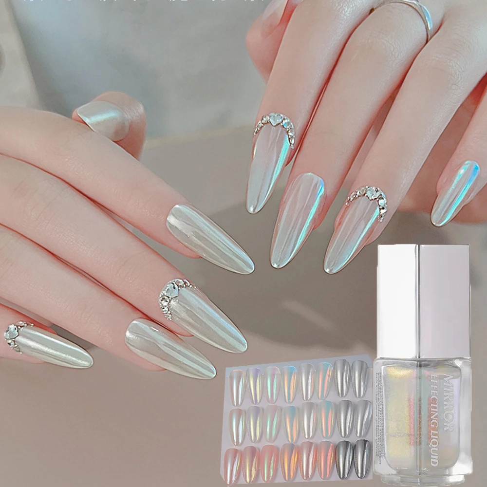 5ml Magic Chrome Liquid Aurora Powder Metallic Mirror Effect Nail Polish Function Top Coat può essere utilizzato su qualsiasi colore Nail Design