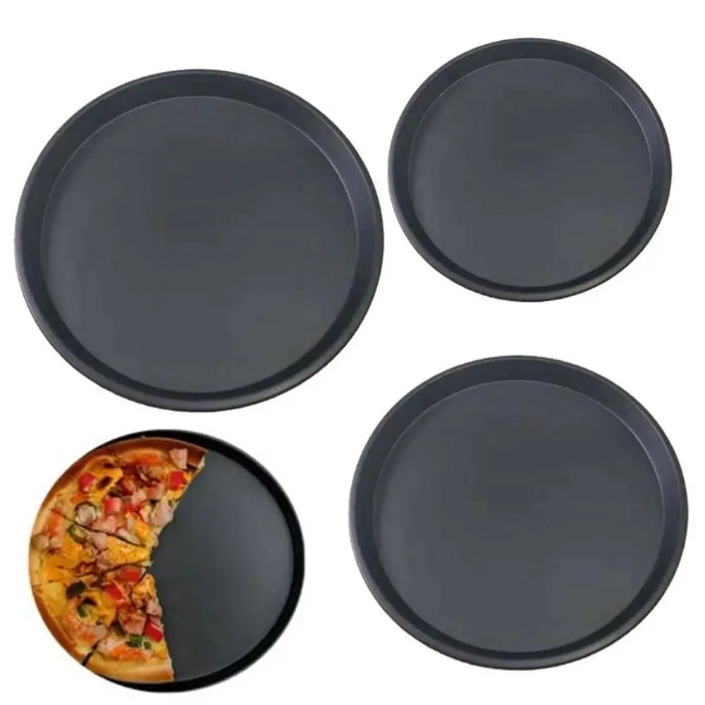 

3Pcs/Set Bakeware Carbon Steel Pizza Pan Non-Stick Easy Demoulding Pizza Mould Easy To Clean Black Baking Tools Oven