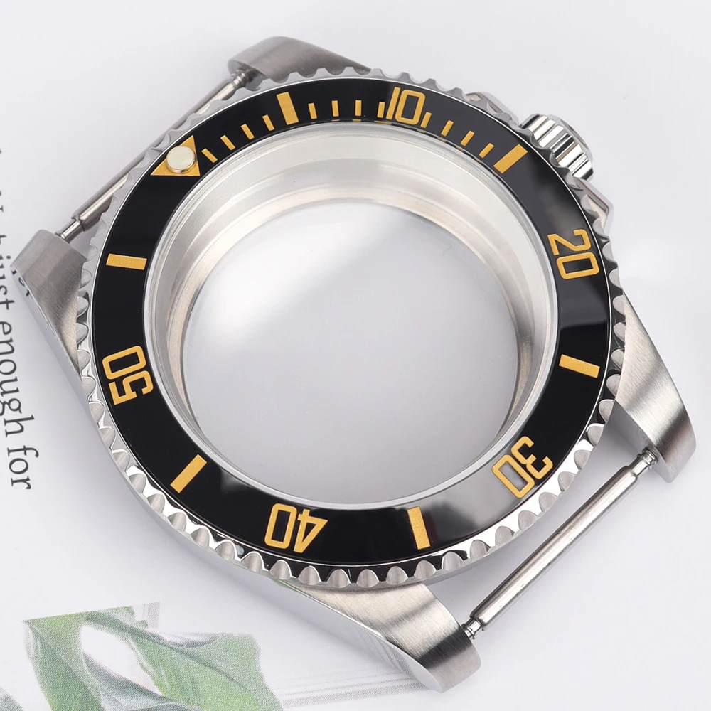 40mm Diver Waterproof Watch Cases Ceramic Bezel With Sapphire For SUB NH34 NH35 NH36 Miyota 8215 Eta 2824 Movt 28.5mm Dial 20atm