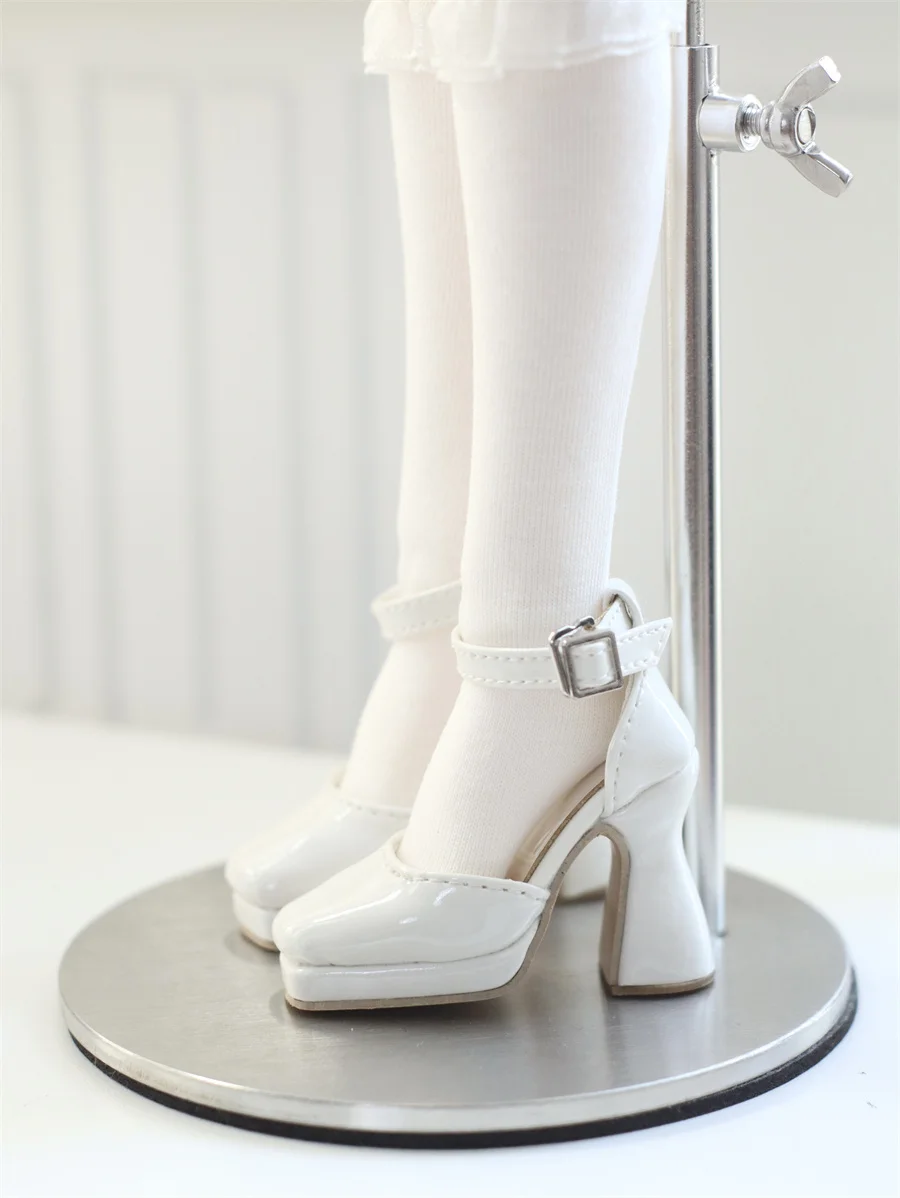 BJD Doll Shoes Toys GL/DFH 1/4 Girls High Heels Square Toe Pink White Black Soft Silk Elegant Glossy Leather Doll Accessories