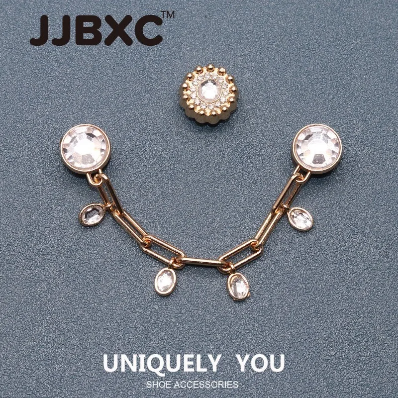 JJBXC CHARM Metal Shoe Buckle cross Shoe Accessories Alloy Gem Chain DIY Fashion Shoe Accessories