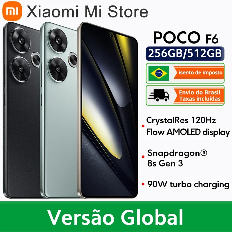 Global Version POCO F6 5G Cellphone 90W charging 5000mAh battery 6.67” 1.5K 120Hz Flow AMOLED DotDisplay  Snapdragon 8s Gen 3