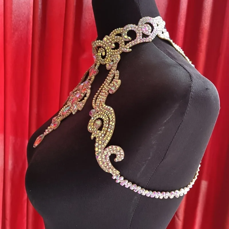 تخصيص أداء الرقص الشرقي زي قلادة اليدوية الشرقية الكتف سلسلة اللاتينية اكسسوارات مثير بيكيني الجسم سلسلة