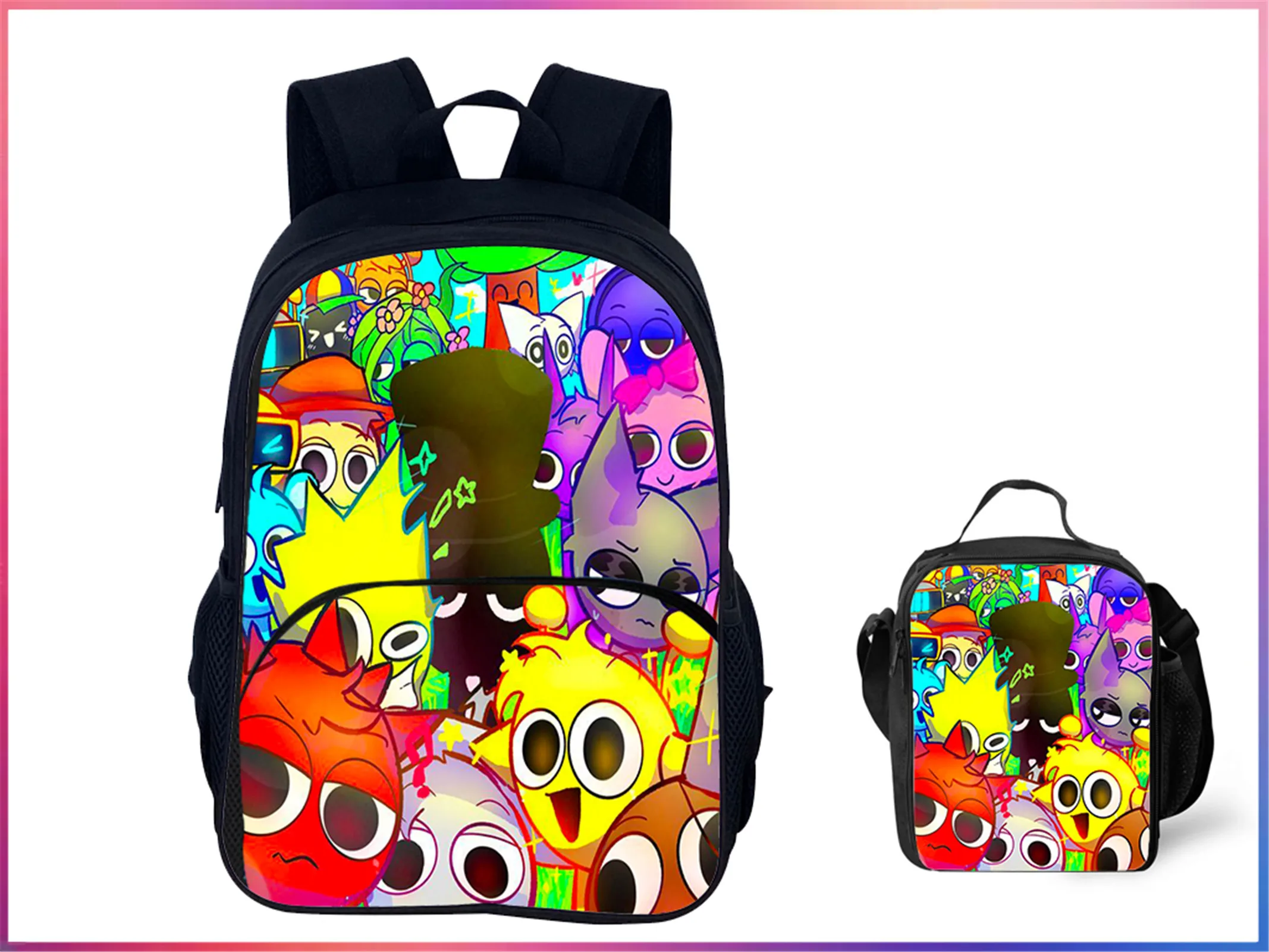 Холщовая школьная сумка Kid Sprunki с изолированным набором обеда