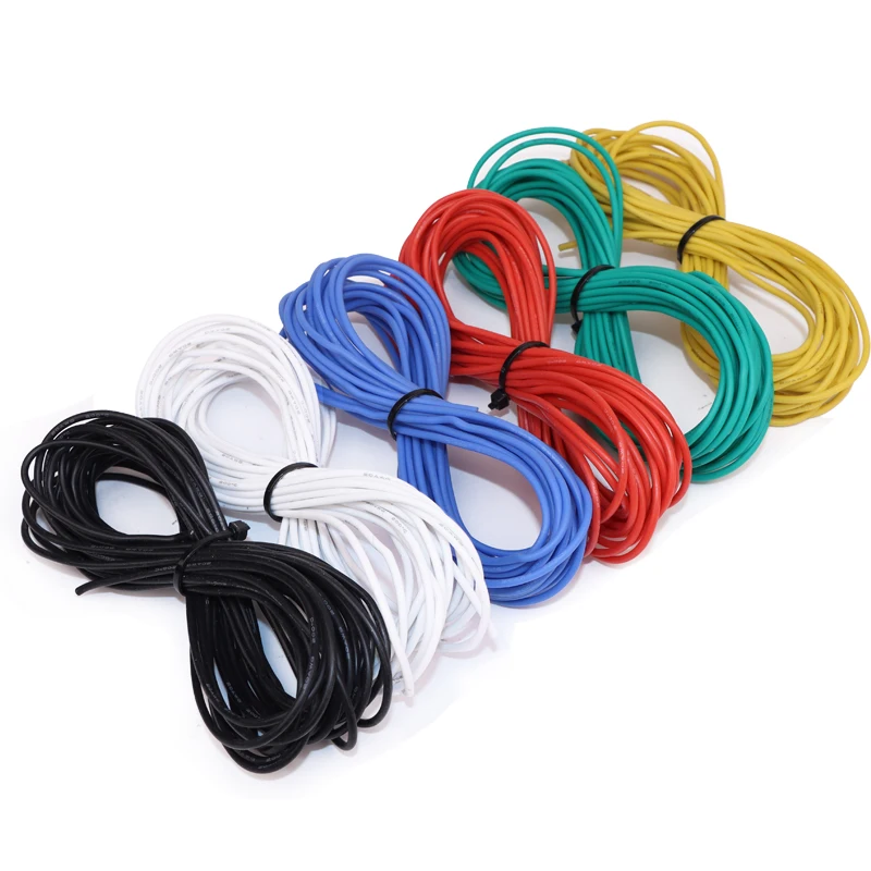1M/5M/10M Heat-resistant Soft Silicone Wire 30 28 26 24 22 20 18 16 15 14 13 12 AWG Ultra High Temperature Flexible Copper Cord