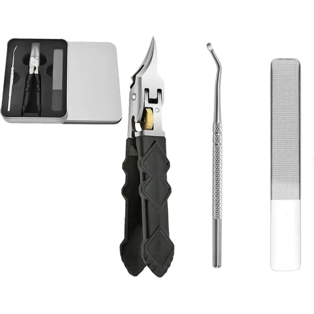 3Pcs/Set Anti-Slip Grip Nail Clipper Set Ultra-Sharp Tips Nail Tools Eagle Beak Angled Nail Clippers Precise Access Nail file