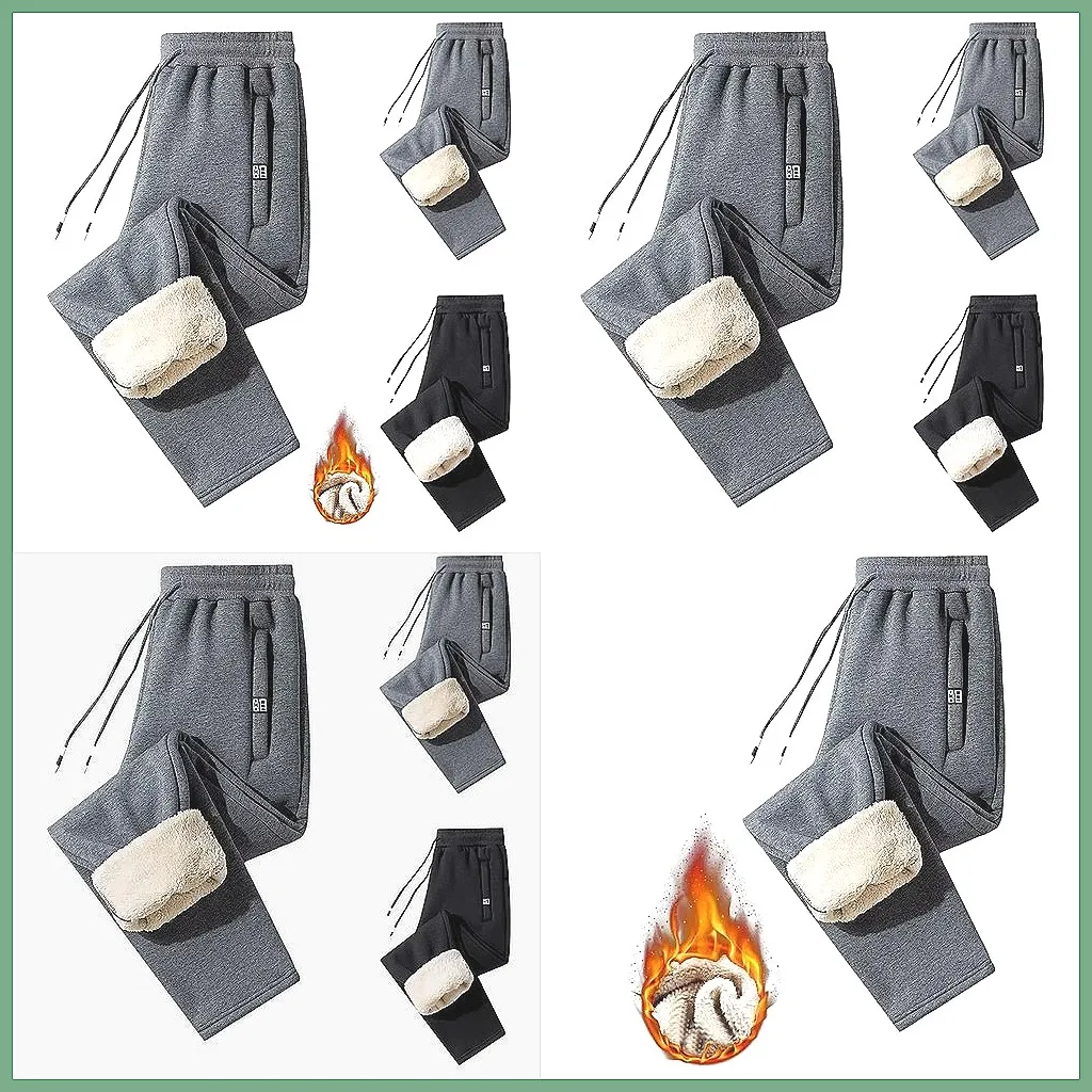 Women's High Waisted Fleece Lined Sweatpants, Slim Fit Wide Leg Winter Pants, Elastic Waist Comfort (Character Count: 78)