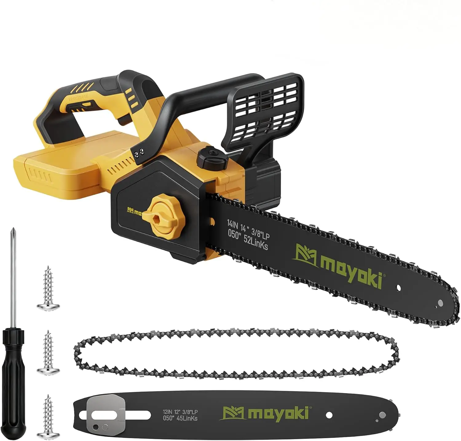 

Беспроводная цепная пила 40В 14 дюймов, совместимая с аккумулятором Dewalt 20V MAX, с (2) аккумуляторами 4.0 Ач, электрическая ручная цепная пила с 170-ваттным двигателем.