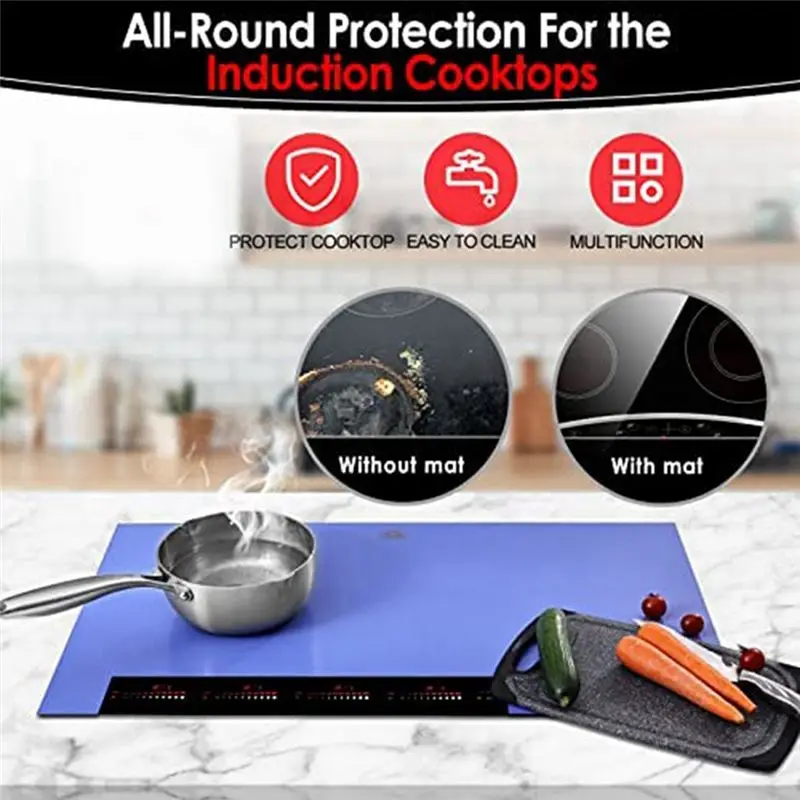 

*X07A Противоскользящая силиконовая защита от царапин для индукционной варочной панели, синяя (52 х 78 см)