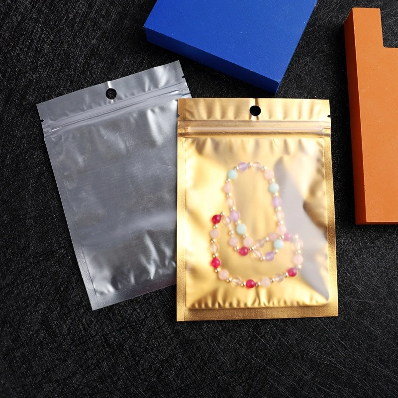 20-50 Stück/Lot Goldene Aluminiumfolien-Ziplock-Beutel, Umgekehrte Silberfarbe, Mehrfachgrößen, Wiederverschließbare Aufbewahrungsbeutel für Ornamente, Süßigkeiten und Geschenkverpackungen – Detail 1