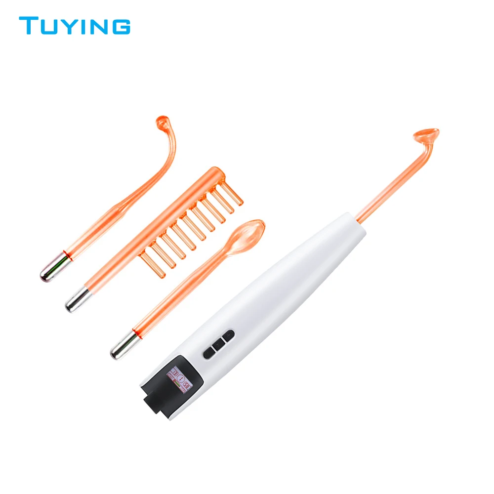 

Hot sell Handheld Red High Frequency Ozone Skin Care Facial Massage Electric Therapy Wand for Home Use
