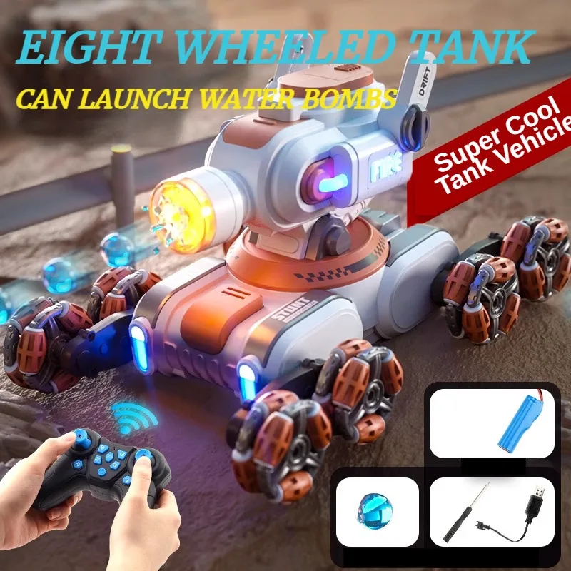 

Eight-Wheeled Stunt Rc Cars RC Water Gun Tank Rc Offroad 4x4 boys Toys for Children Remote Control Trolley Remote Driven Cars