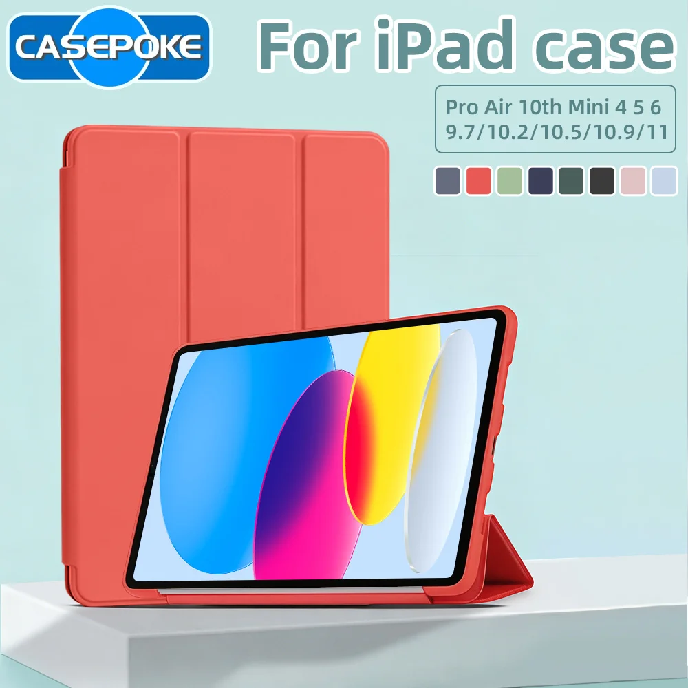 Slim Tri-Fold Tablet Cover For iPad A16 11 2025 Case 7 8 9 10th Gen Pro 11 12.9 Mini 4 5 6 Air 4 5 10.9in PU Leather Shockproof
