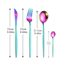 Dinnerware Rainbow Silverware Cutlery Set 304 Stainless Steel Fork Spoon Knife Luxury Flatware Home Kitchen Dinner Set Drop Ship