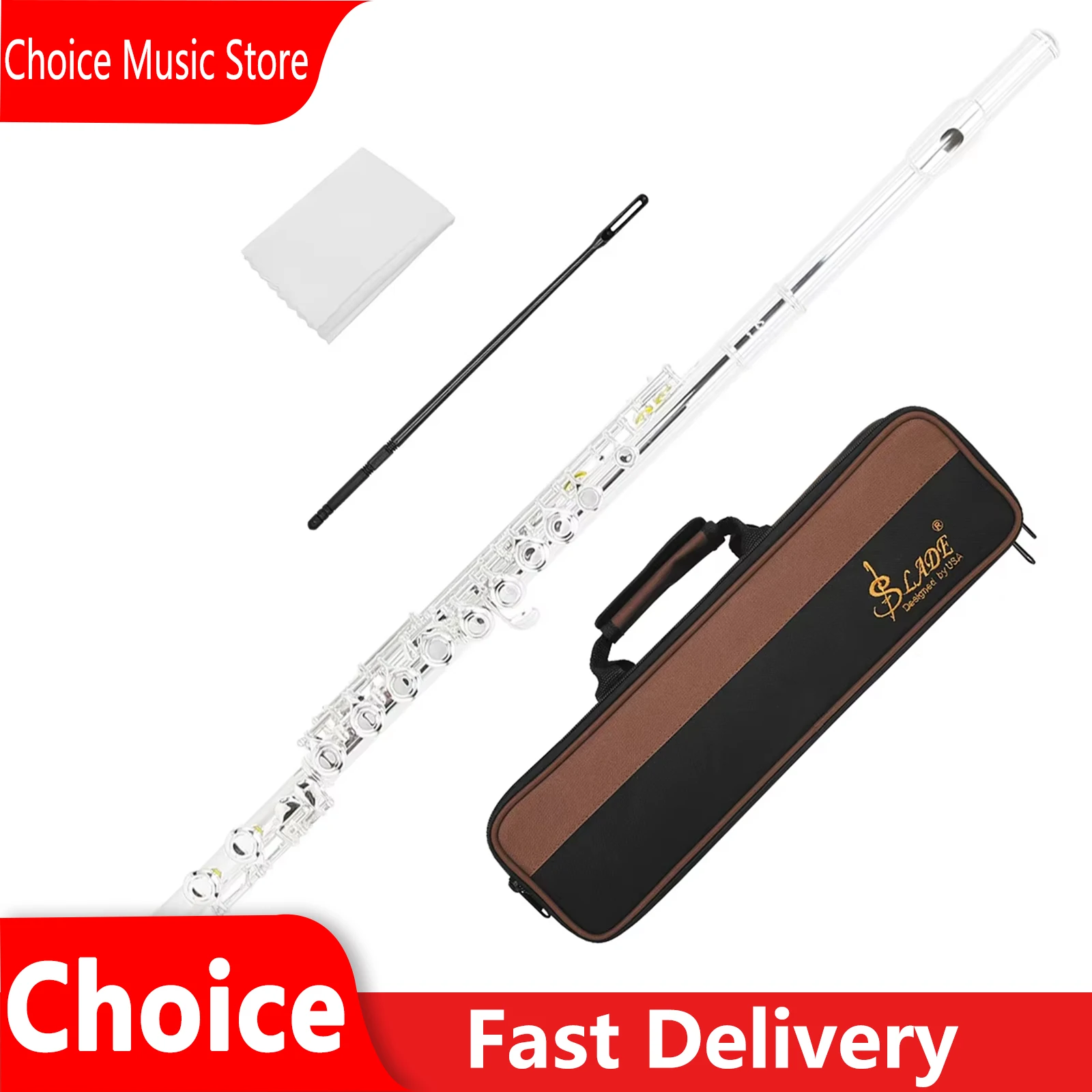 

SLADE 16-луночная флейта с клавишами C и E Флейта с закрытыми отверстиями подходит для профессиональной флейты для начинающих с аксессуарами и деталями