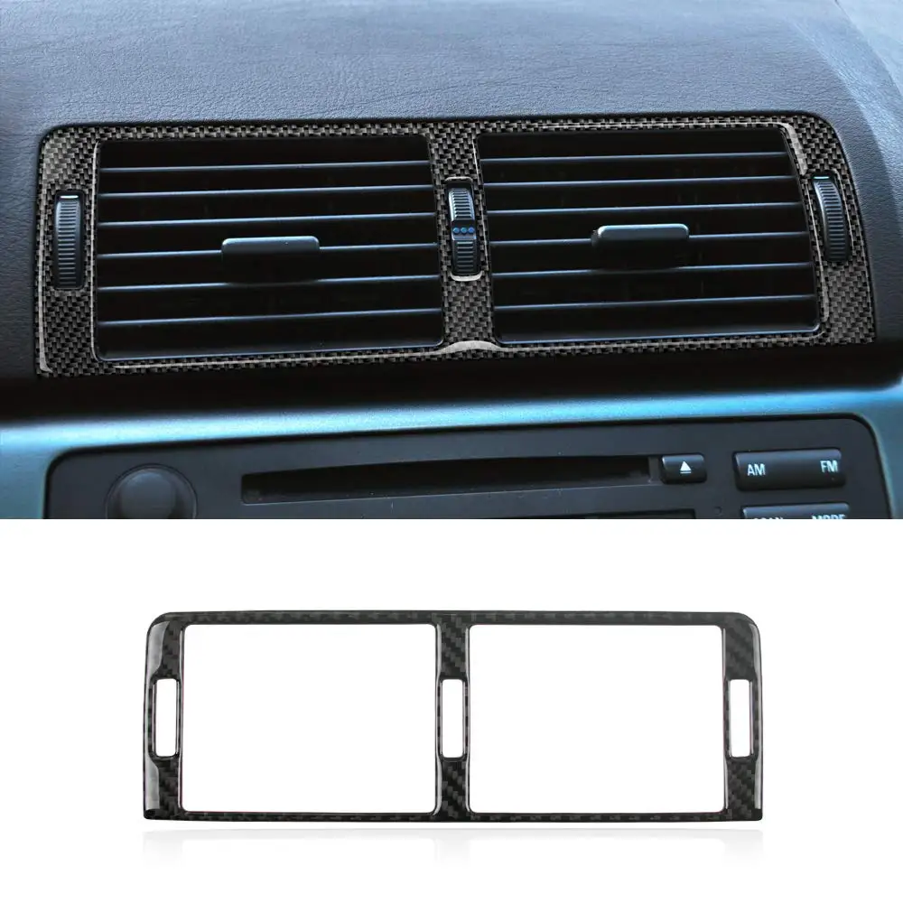 

1 X Car Interior Carbon Fiber Console Air Conditioner Outlet Vent Panel Cover Trim Sticker for BMW 3 Series E46 1998-2004