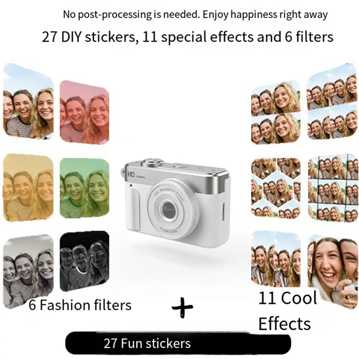 Big Discount Thumb Camera Digital Photography Camera 1080P 16x Digital Zoom Vintage Vlog Video Recorder Webcam Kid Camera 32G B