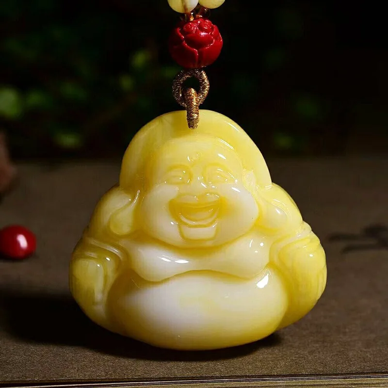 Live Broadcast Russian White Nectar Beeswax Big Belly Maitreya Buddha Happy Buddha Pendant Men's Women's Sweater Necklace Pendan