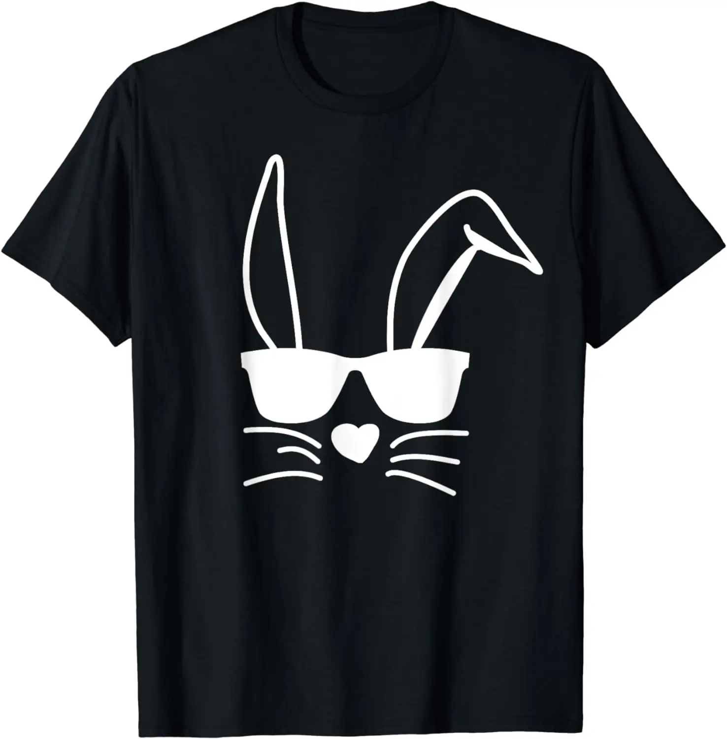 

Black Easter T-Shirt Classic Hip Sunglasses Bunny Roundneck Short Sleeve Women Men T Shirt Girl Boys Holiday Tees Daily Casual