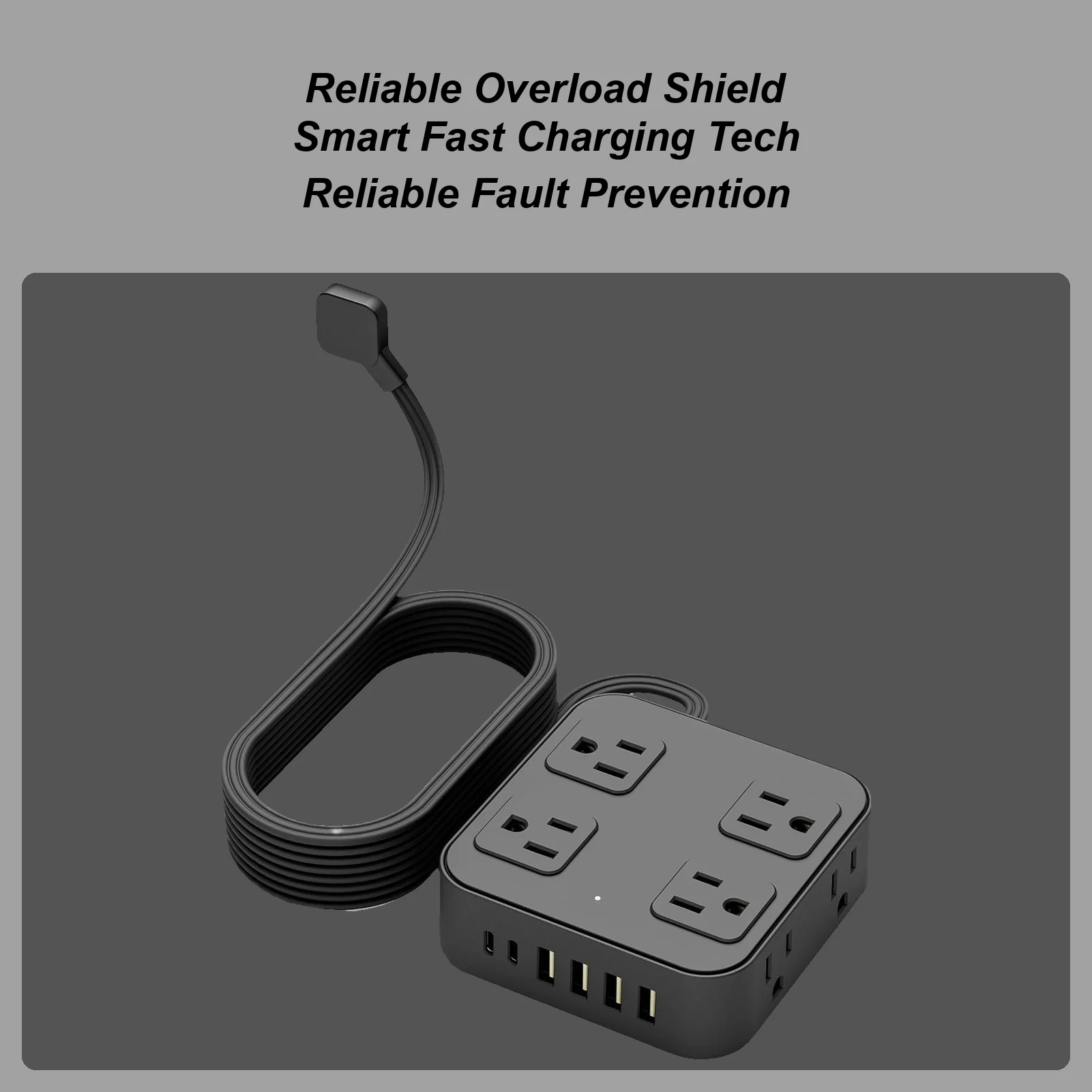 

USB-концентратор для зарядки, 8 розеток переменного тока, плоская вилка, удлинитель, стандартная розетка США с кабелем для планшетного компьютера, ноутбука, телефона, рабочего стола