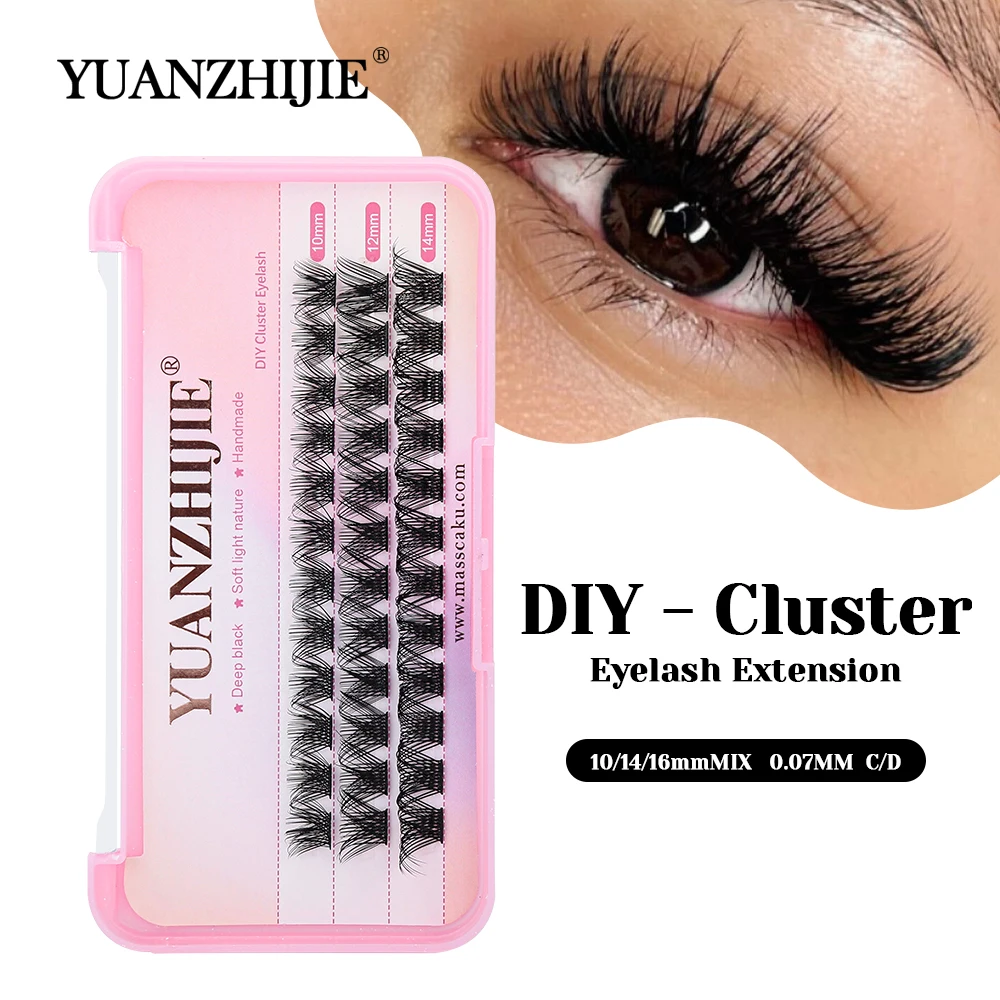 

Wholesale YUANZHIJIE Wispy Fast Grafting Segmented Lashes C D Curl 3D Effect Multi-texture Cluster Lash Self Application at Home