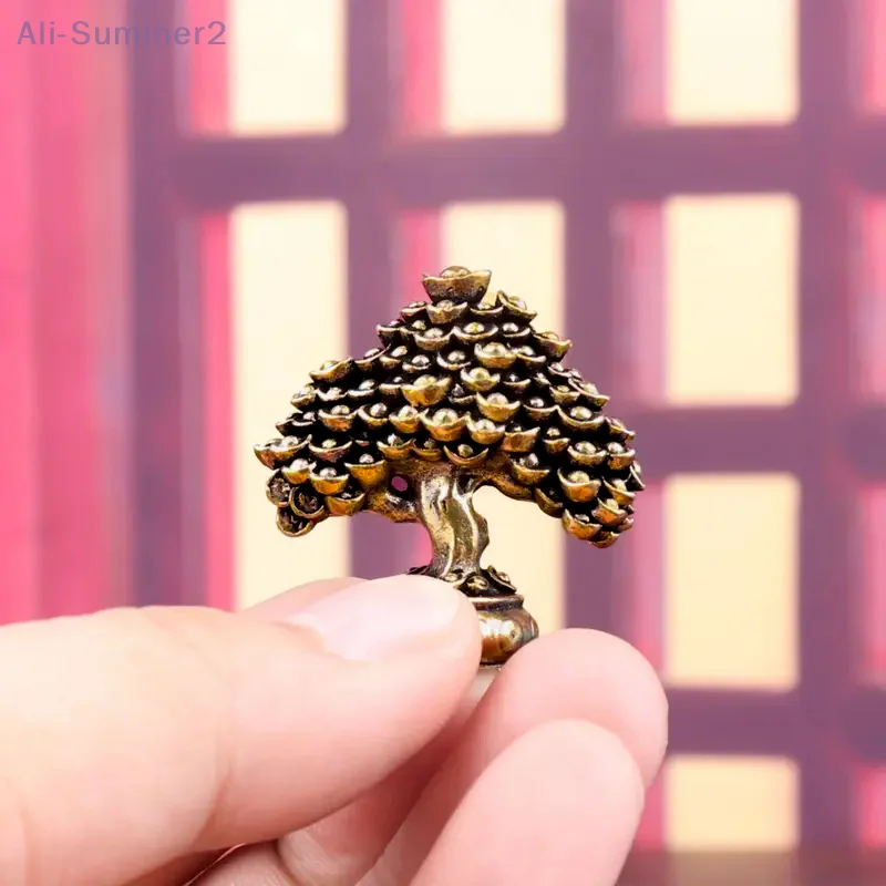 النحاس الصينية شجرة الثروة فنغ شوي التماثيل شجرة المال تمثال ثروة هووسورمينغ هدية ديكور غرفة مكتب المنزل سطح المكتب حلية