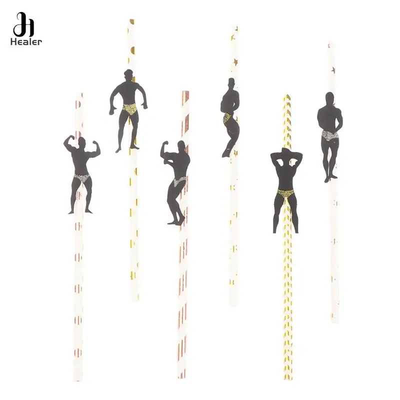 6Pcs Stripper Dancing Men Straws Bachelorette Party Decorations Straws Mexican Fiesta Party Drinking Favors Adult Party Supplies