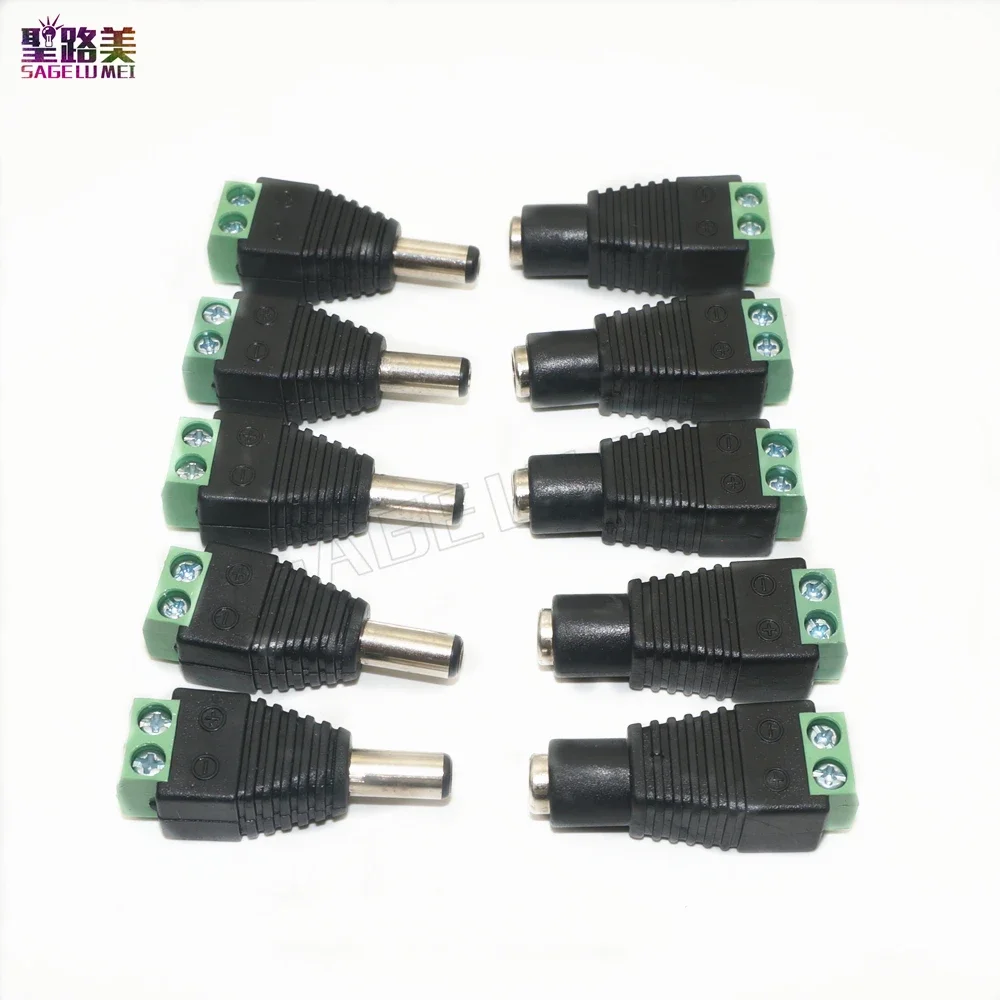 CCTV Camera 5050 3528 Single Color LED Strips 100pcs/pack Female DC Power Adapter Plug 5.5mm x 2.1mm Male Connector easy