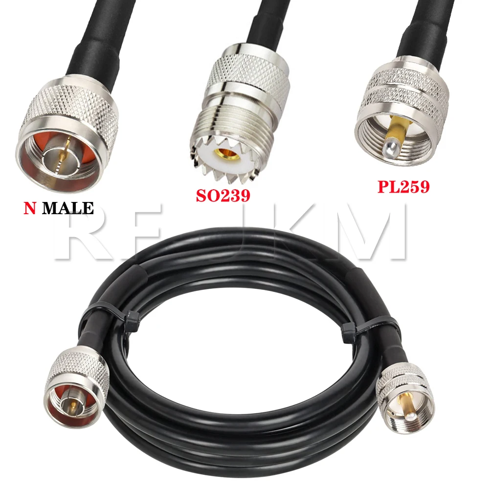 

RG58 Cable N Male Plug to UHF PL259 Male to SO239 Female Plug Connector 50ohm Crimp RF Coaxial Jumper Pigtail Straight