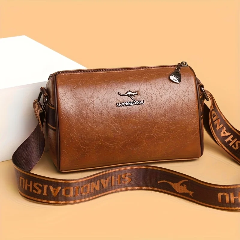 Multi Layer Solid Color Pu Leather Shoulder Bag, Fashion Versatile Large Capacity Cross Body Pillow Bags, Suitable for Daily Use