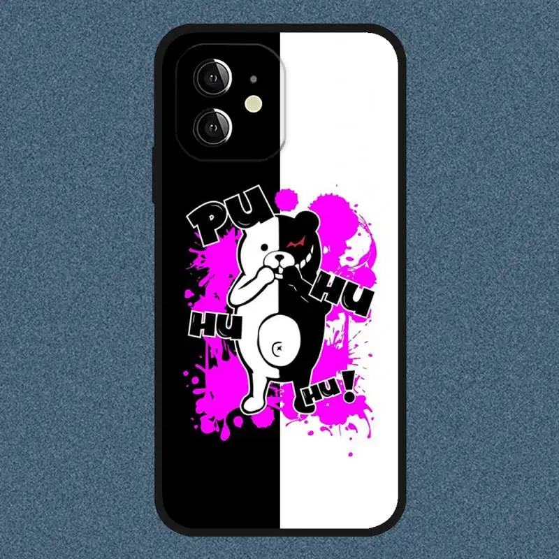 Danganronpa Monokuma Phone Case For Iphone 14 Pro Max 12 13 11 Mini Xs X Xr 7 8 6 Plus Se 2020 Black Soft Silicone Cover