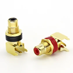 1/2PCS brass RCA female Socket Connector gold-plated solder plate extended RCA socket terminal for AV audio amplifier speaker