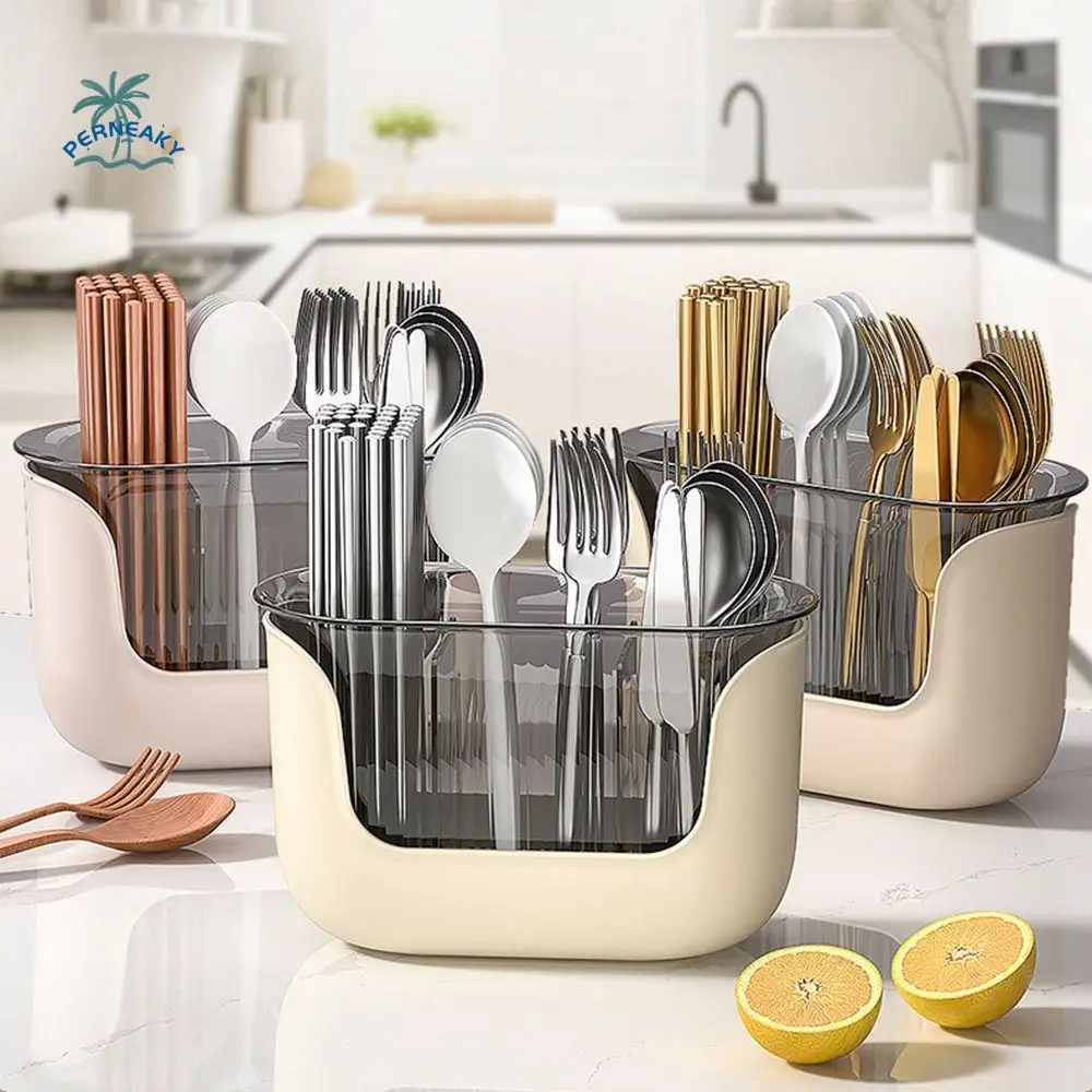 

3 Grids Cutlery Drain Rack Multifunction Anti Slip Utensil Drying Rack Easy To Clean with Drain Hole