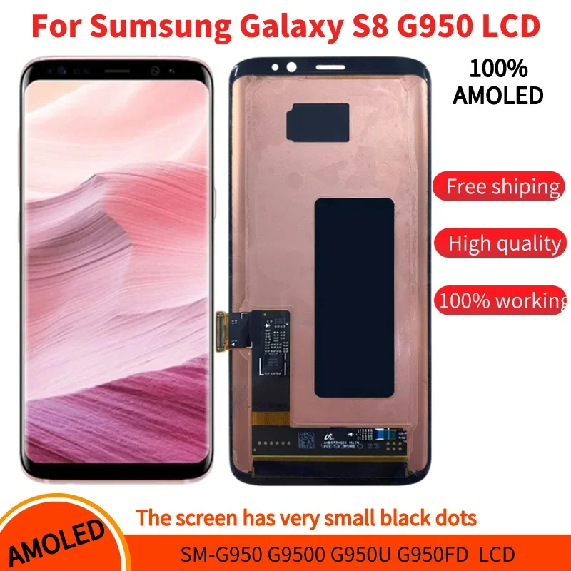 

100% AMOLED LCD For Samsung Galaxy S8 Lcd G950 G950F SM-G950F/DS G950B Display Touch Screen Digitizer Assembly