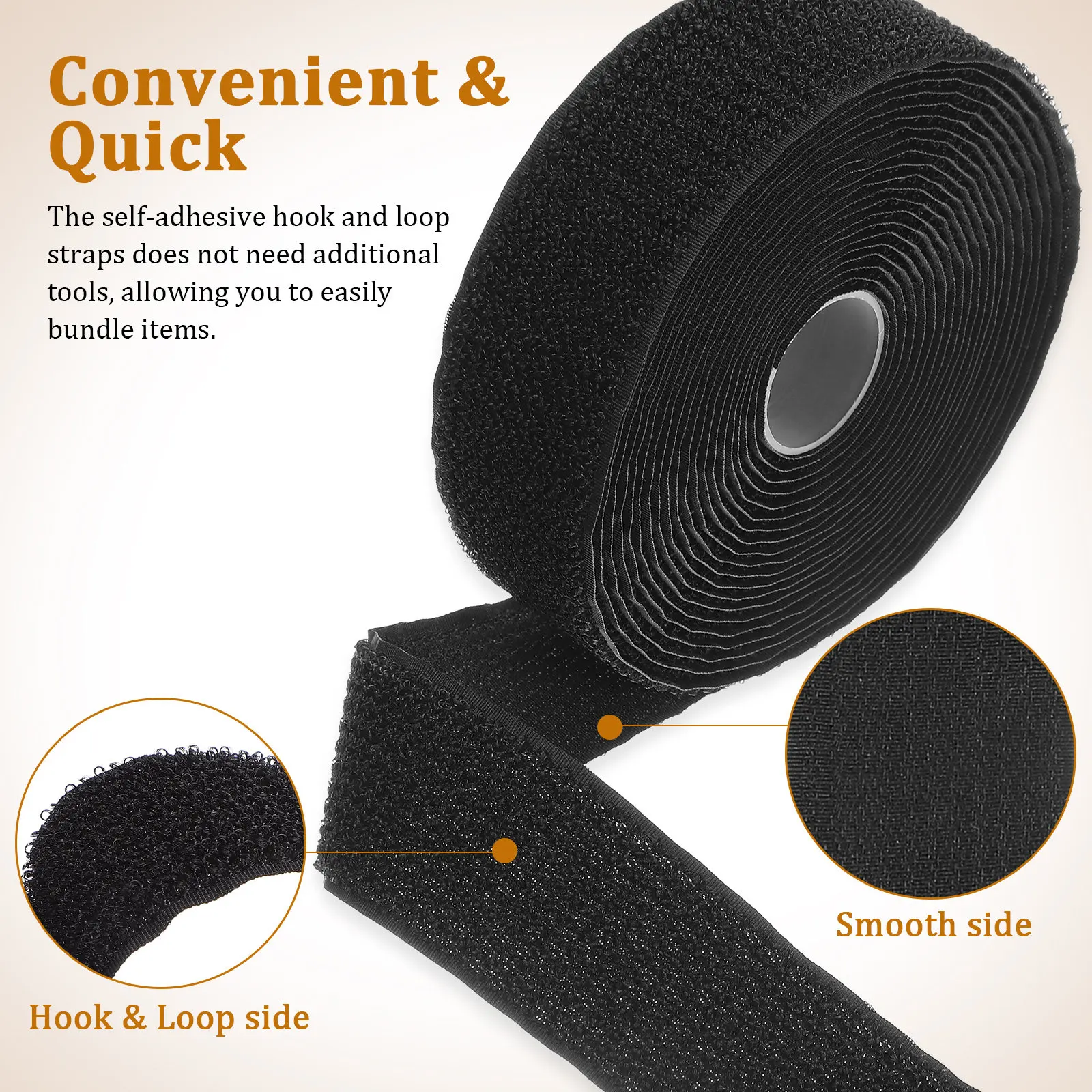 1 Roll Hook and Loop Strap Cable Straps Reusable Fastening Ties Ample Length Cut-to-Size Cord Organizer for Appliances