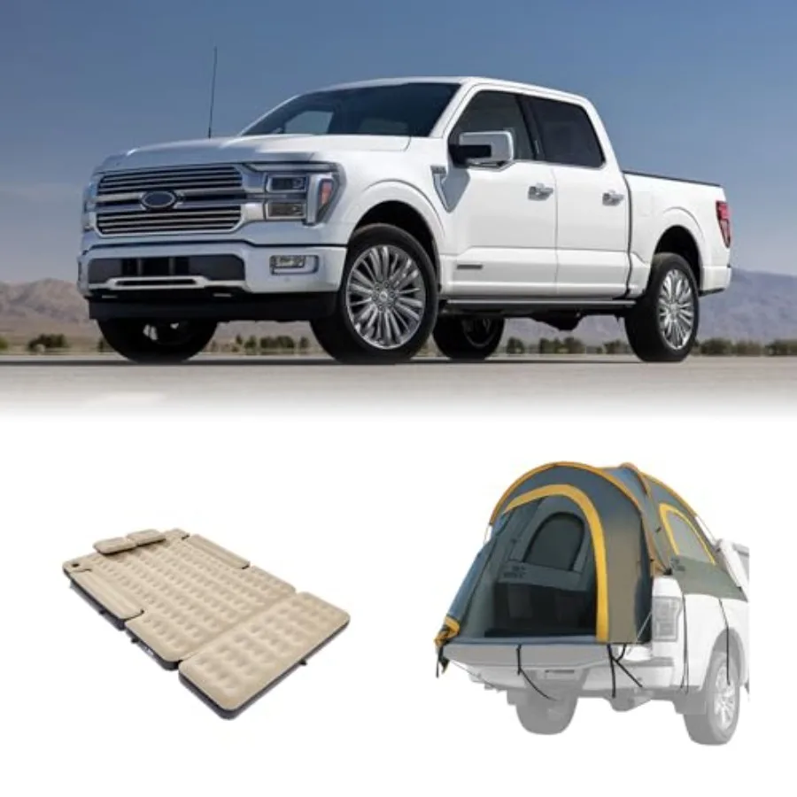 Orange Extended Truck Bed Air Mattress 5.5-5.8Ft for Pickup Truck Tent Camping