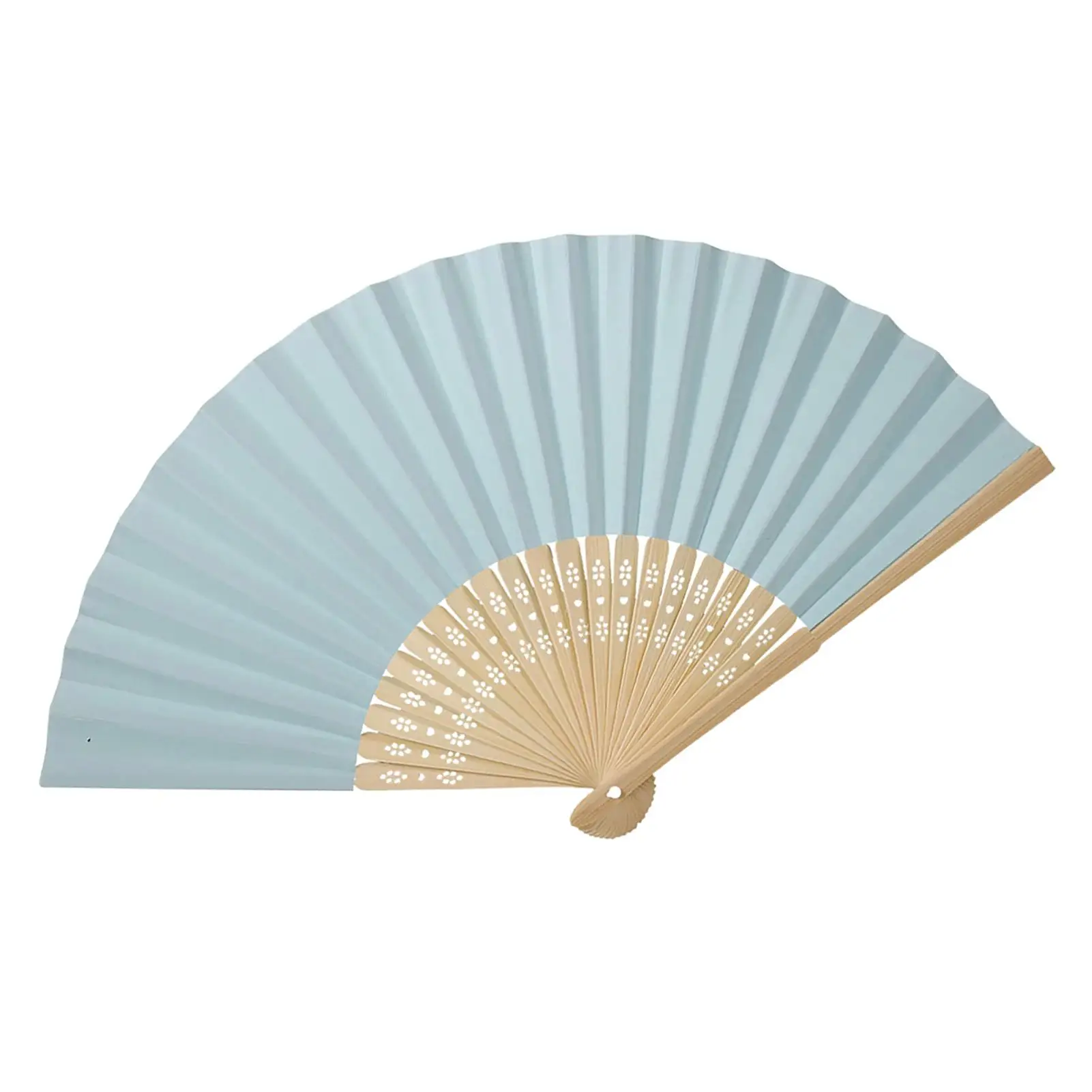 Светло-голубой пустой бумажный веер своими руками с китайскими бамбуковыми ребрами для украшения свадебного душа