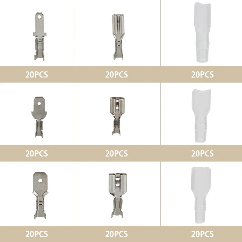 180pcs Insulated Spade Connectors 2.8/4.8/6.3mm Male Female Crimp Terminals for Electrical Wiring