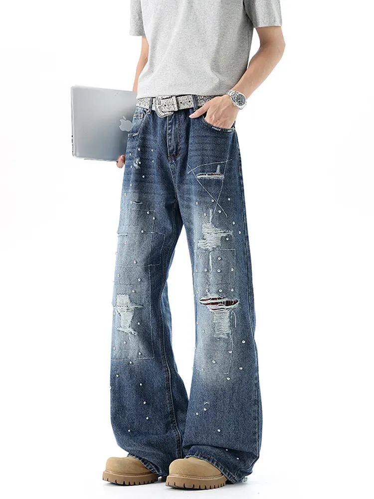 Women Blue Baggy Y2k Cargo Jeans Japanese 2000s Style High Waist Jean Pants Vintage Harajuku Oversize Denim Trousers
