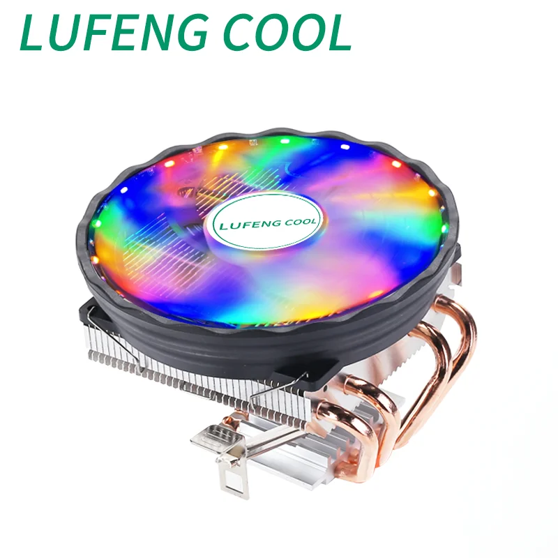 LUFENG COOL PC 라디에이터 4 히트 파이프 CPU 쿨러, RGB 120mm PWM 4 핀 저소음 인텔 LGA 1700 1150 1151 1155 AMD AM3 CPU 냉각 선풍기