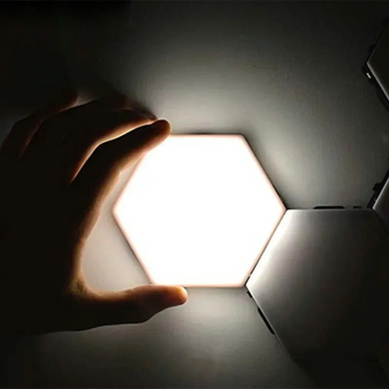 Colorful LED Honeycomb Quantum Hexagon Wall Lamp with Touch Sensitive for Bedroom Living Room Stair Loft DIY Decor Night Light